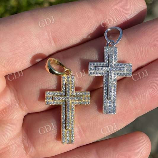 14K Gold Cross Crucifix Hip Hop Mens Pendant  customdiamjewel   