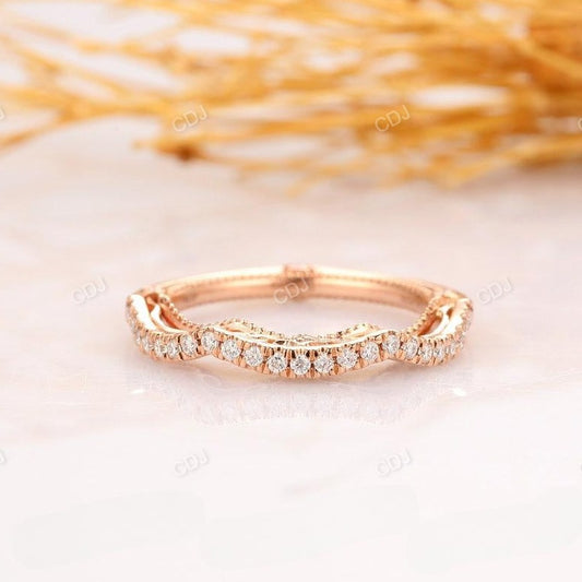 Real Round Diamond Half eternity Milgrain Art Deco Wedding Band  customdiamjewel 10KT Rose Gold VVS-EF