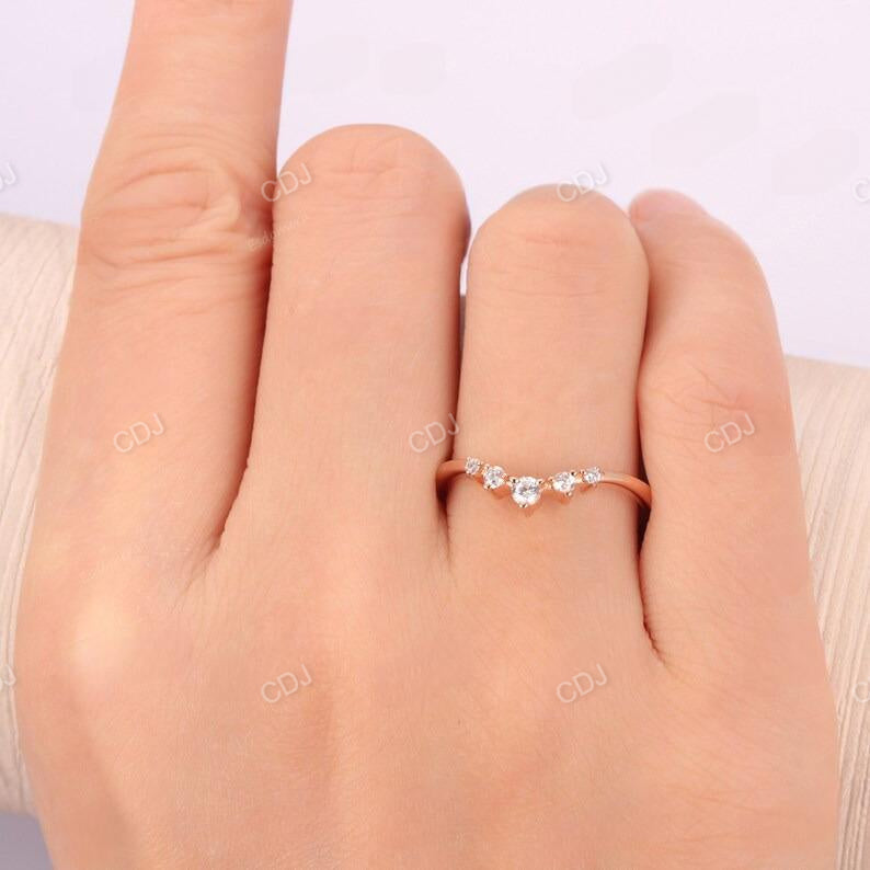 0.17CTW Round Cut Diamond Chevron Wedding Band  customdiamjewel   