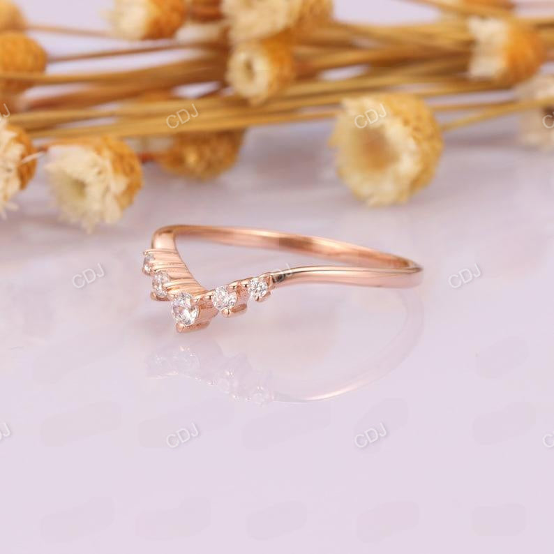 0.17CTW Round Cut Diamond Chevron Wedding Band  customdiamjewel   