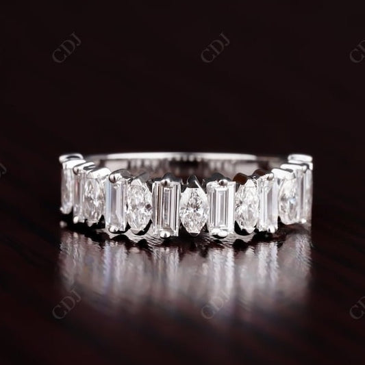 1.60CT Baguette and Marquise Real Diamond Wedding Band  customdiamjewel 10 KT Solid Gold White Gold VVS-EF