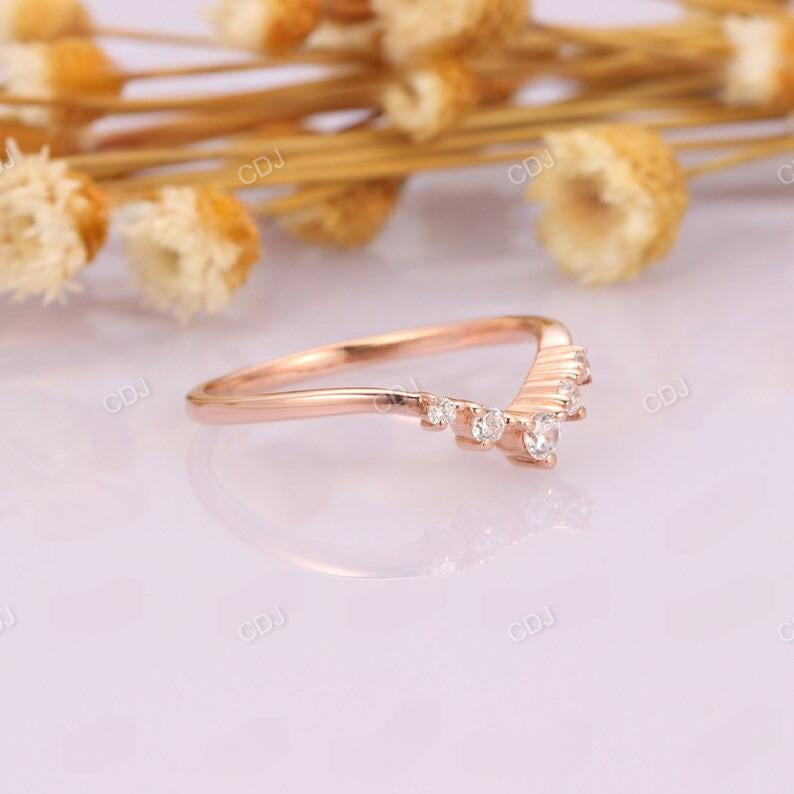 0.17CTW Round Cut Diamond Chevron Wedding Band  customdiamjewel   