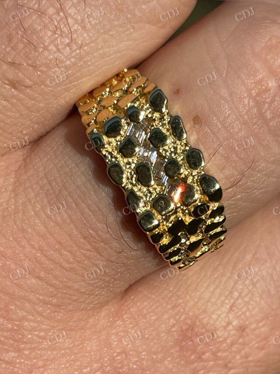 Baguette Diamonds Nugget Iced out men's Ring  customdiamjewel   