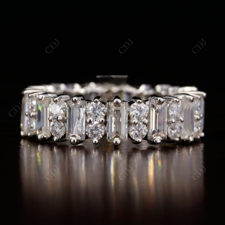 0.75CT Baguette and Round Natural Diamond Wedding Band  customdiamjewel 10 KT Solid Gold White Gold VVS-EF