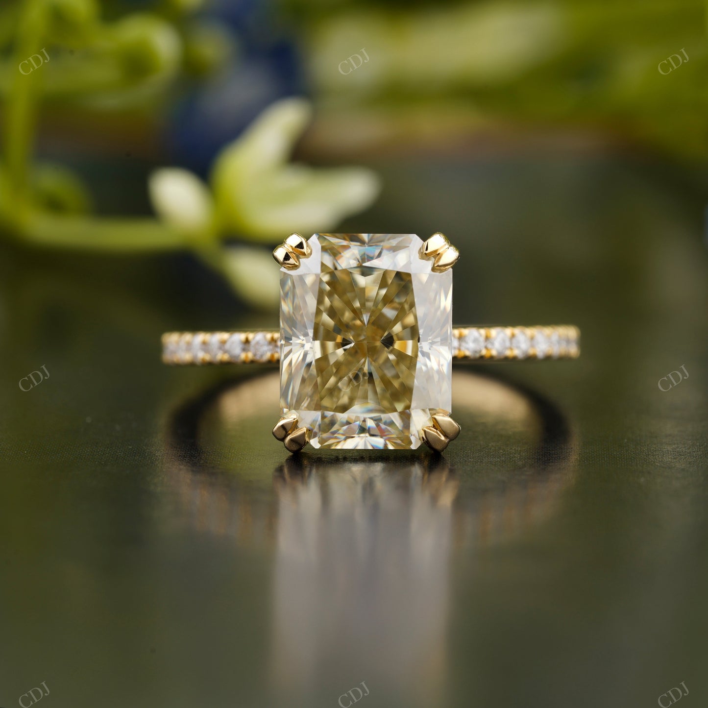 Radiant Moissanite Diamond Four-Prong Ring