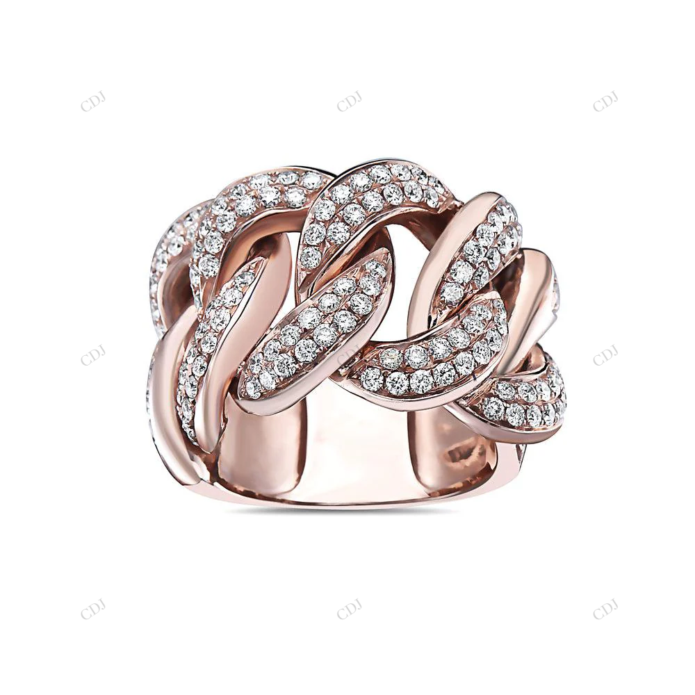 14k Gold Men’s Moissanite Cuban Link Ring hip hop jewelry customdiamjewel