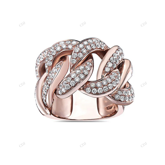 14k Gold Men’s Moissanite Cuban Chain Ring hip hop jewelry customdiamjewel