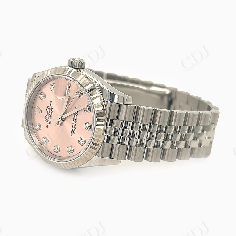 At Best Price Pink Dial Stainless Steel Rolex Watch customdiamjewel