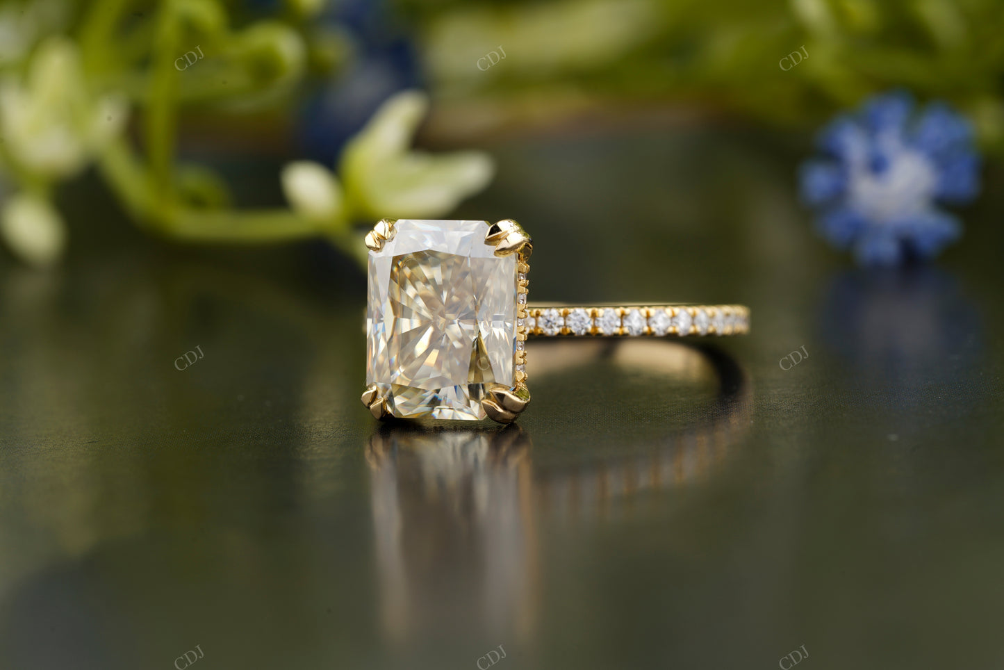 Radiant Moissanite Diamond Four-Prong Ring