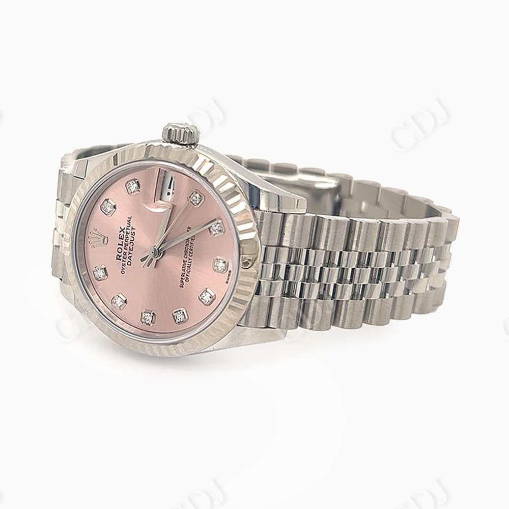 At Best Price Pink Dial Stainless Steel Rolex Watch customdiamjewel