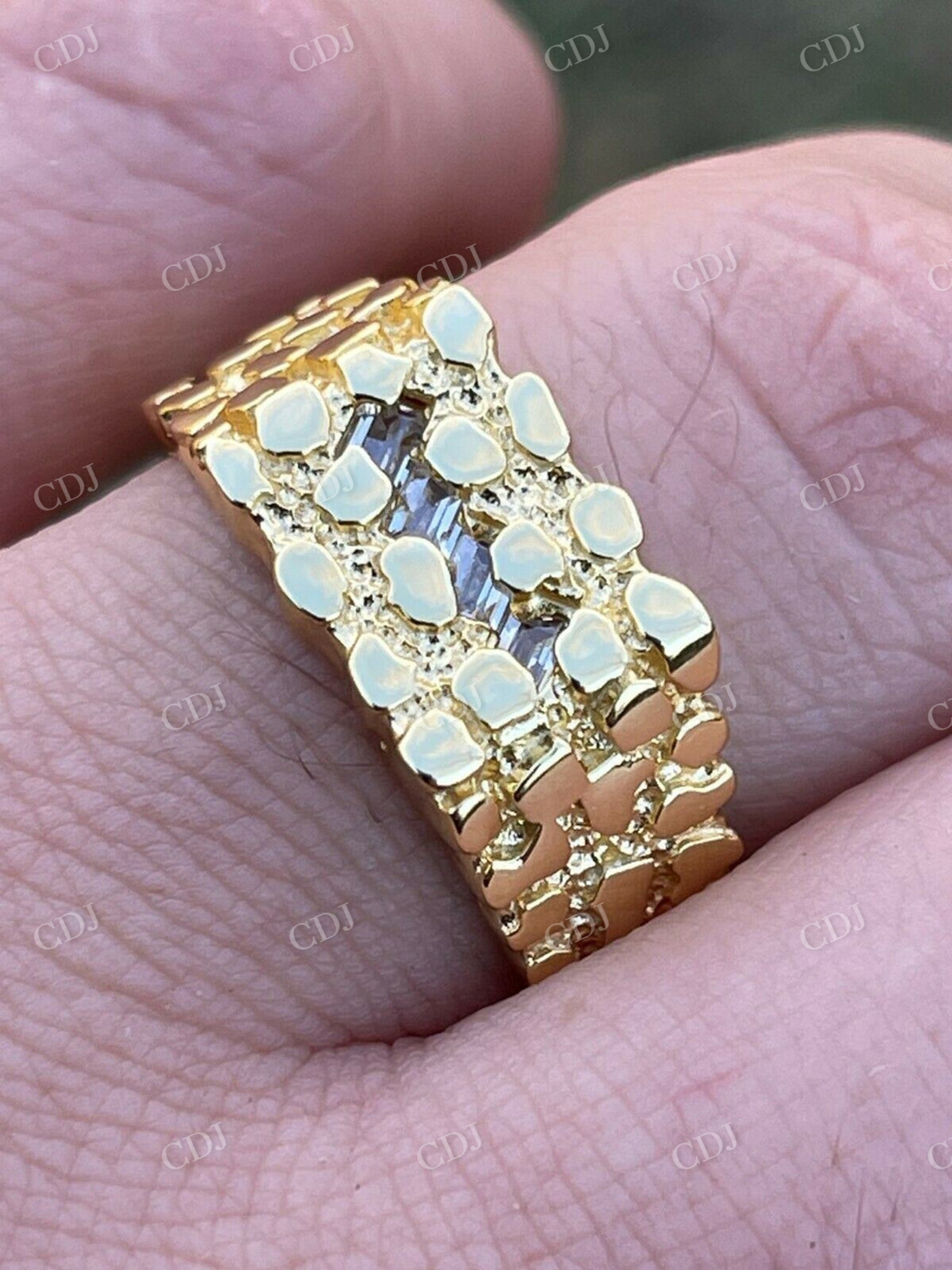 Baguette Diamonds Nugget Iced out men's Ring  customdiamjewel   