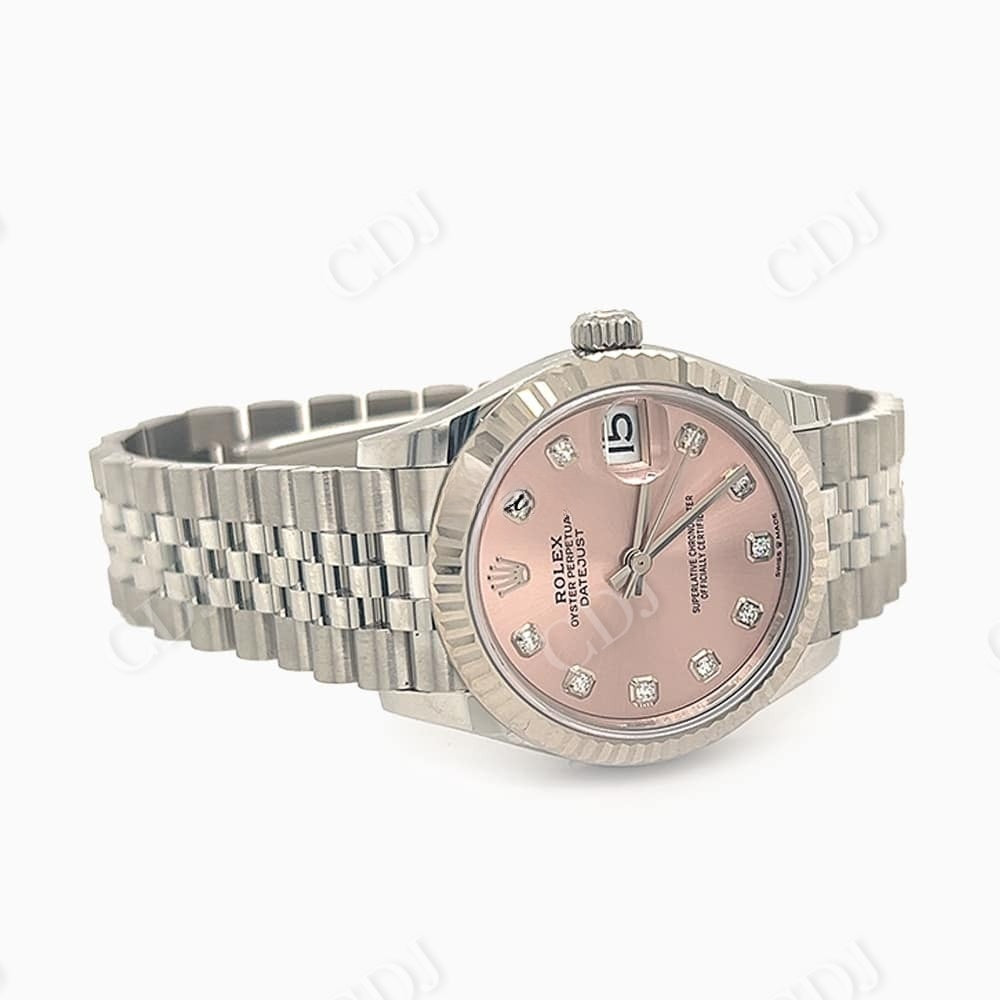 At Best Price Pink Dial Stainless Steel Rolex Watch customdiamjewel