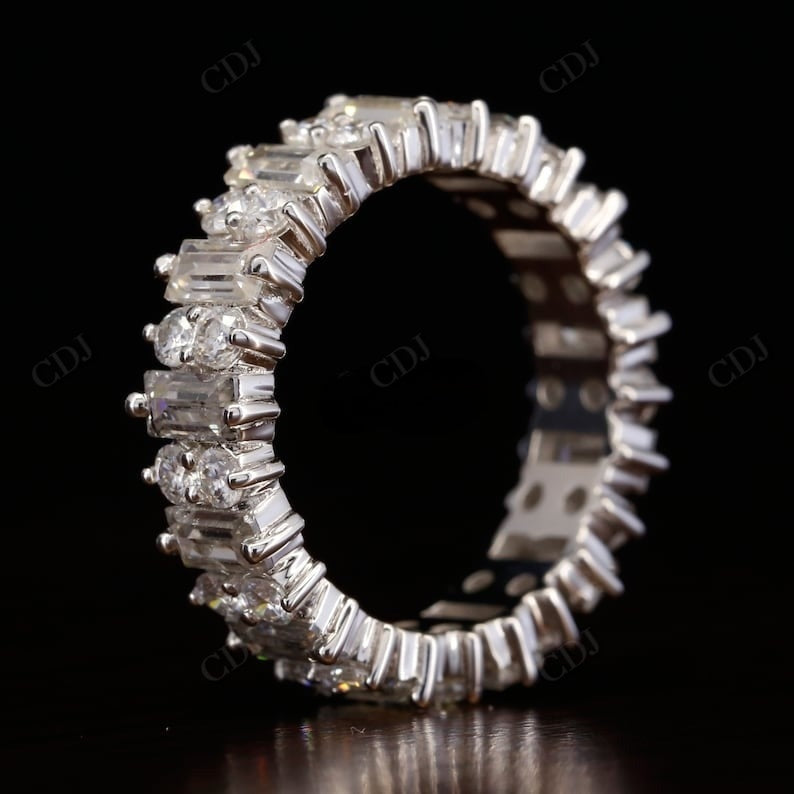 2.75CTW Baguette and Round Lab Grown Cluster Wedding Band  customdiamjewel   