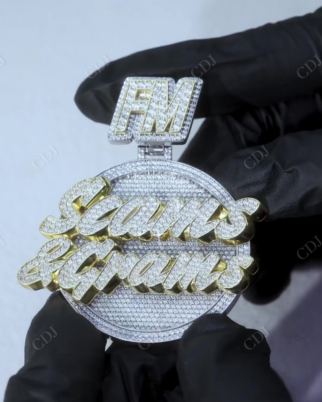 Hip Hop Customized Iced out Letter In Disk Pendant hip hop jewelry CustomDiamJewel   