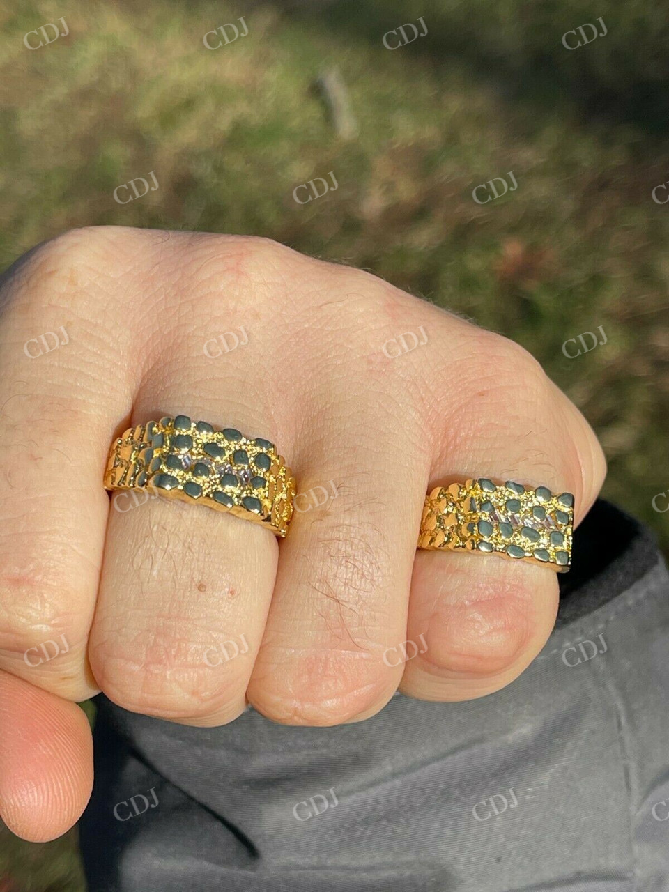 Baguette Diamonds Nugget Iced out men's Ring  customdiamjewel   