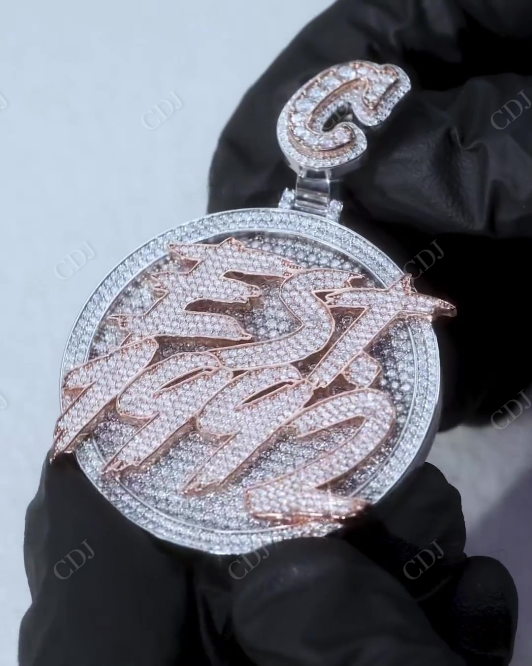 Hip Hop Customized Iced out Letter In Disk Pendant hip hop jewelry CustomDiamJewel   