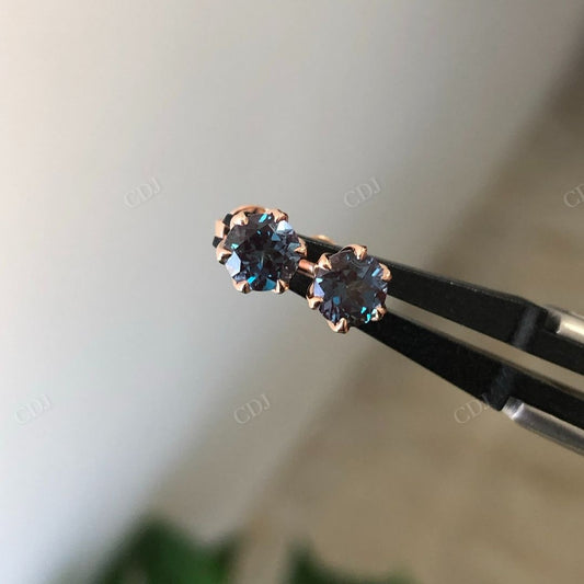 Round Cut Handmade Moissanite Stud Earrings