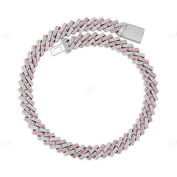 12MM Two Tone Gold Diamond Cuban Chain hip hop jewelry CustomDiamJewel