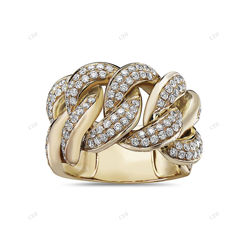 14k Gold Men’s Moissanite Cuban Link Ring hip hop jewelry customdiamjewel