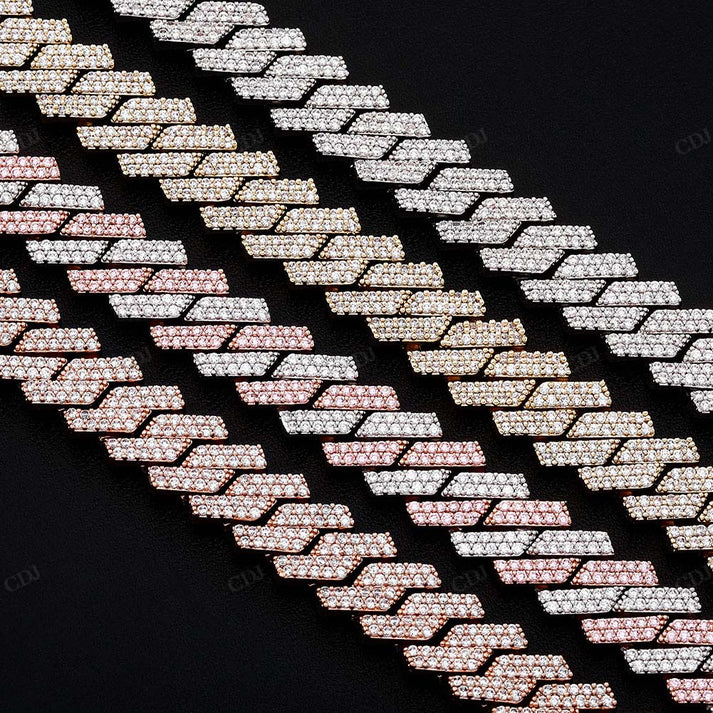 12MM Two Tone Gold Diamond Cuban Chain hip hop jewelry CustomDiamJewel