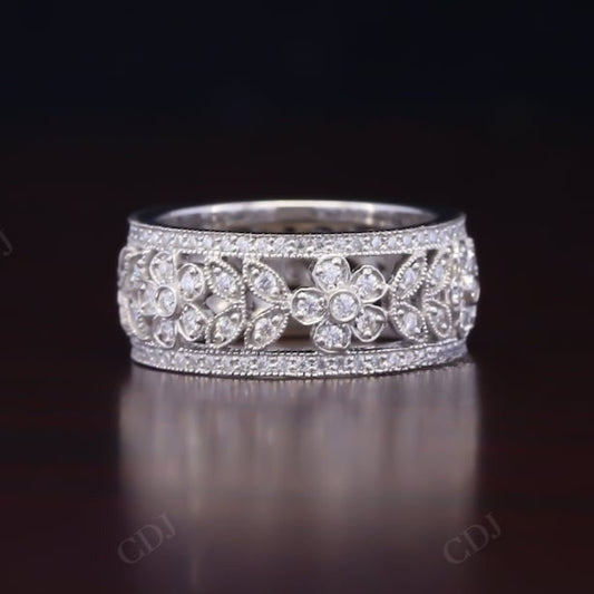 Art Deco 9MM Wide Lab Grown Diamond Wedding Band Woman  customdiamjewel   