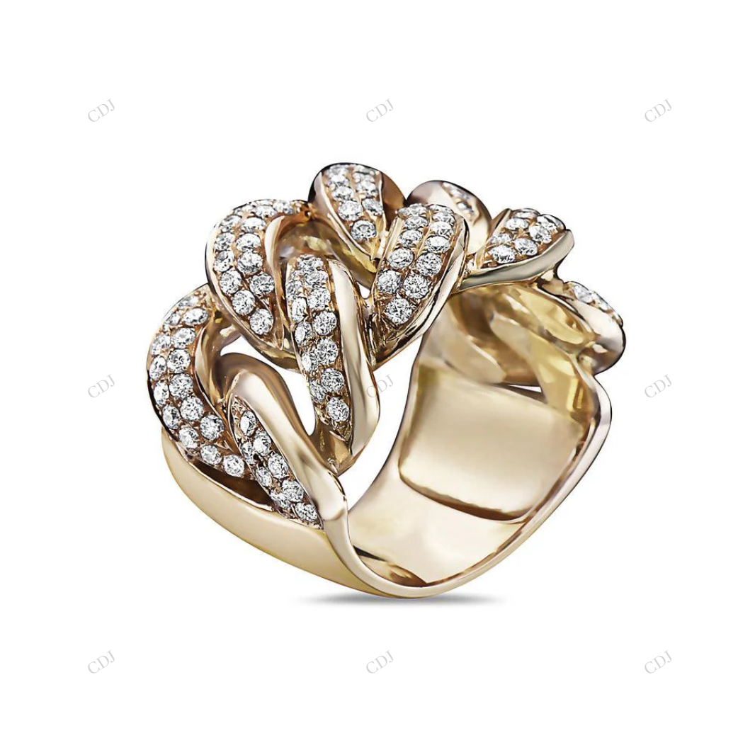 14k Gold Men’s Moissanite Cuban Link Ring hip hop jewelry customdiamjewel