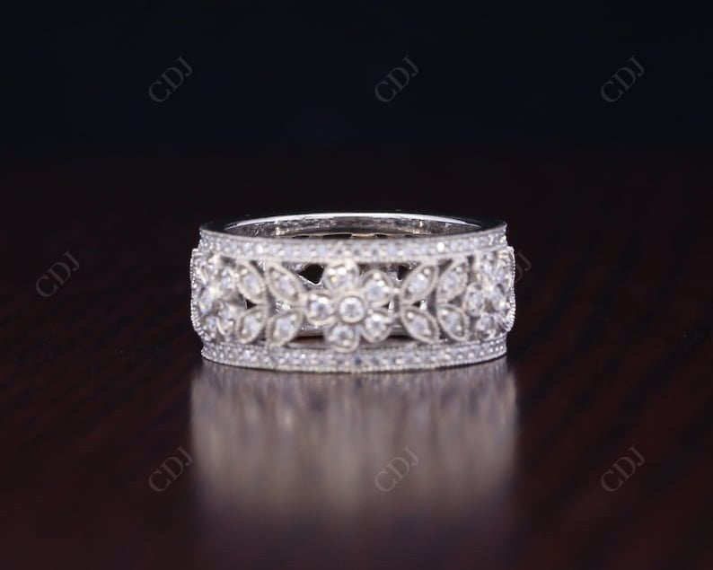 Vintage Wide Natural Diamond Full Eternity Wedding Band  customdiamjewel   