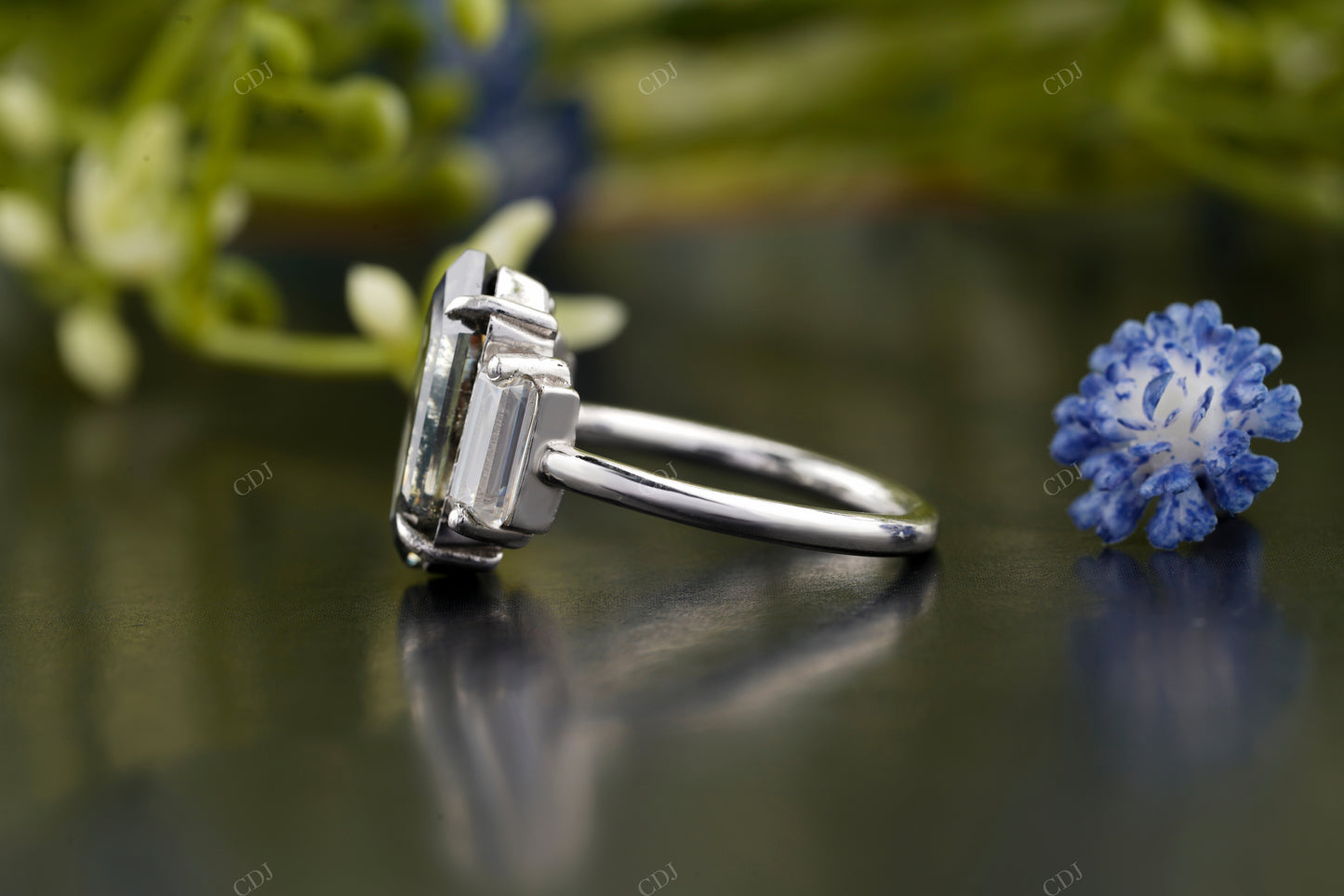 Black Hexagon Moissanite Diamond Ring