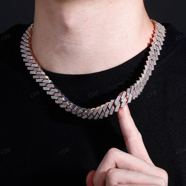 12MM Two Tone Gold Diamond Cuban Chain hip hop jewelry CustomDiamJewel