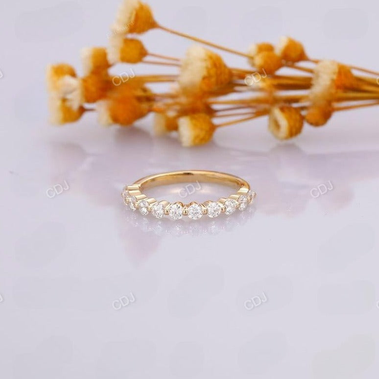 0.62CTW Round Cut Diamond Floating Half Eternity Wedding Band  customdiamjewel 10KT Yellow Gold VVS-EF