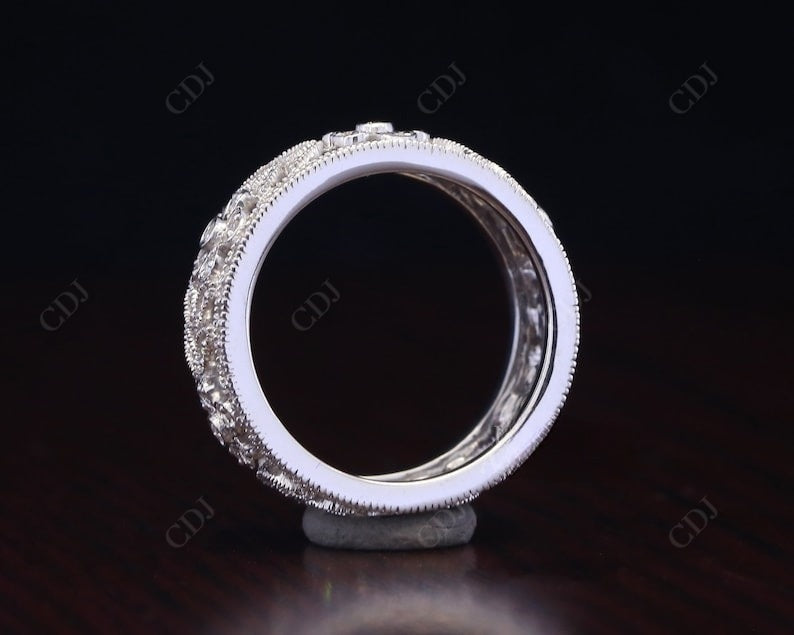 Vintage Wide Natural Diamond Full Eternity Wedding Band  customdiamjewel   
