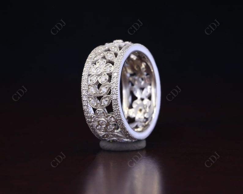 Vintage Wide Natural Diamond Full Eternity Wedding Band  customdiamjewel   