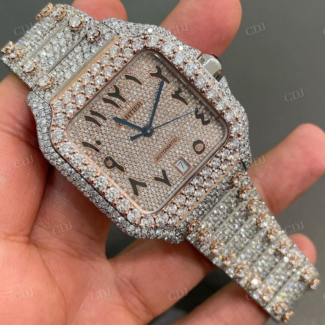 Cartier Two Tone Hip Hop Diamond Moissanite Watch customdiamjewel