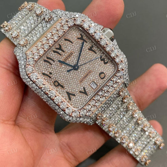 Cartier Two Tone Hip Hop Diamond Moissanite Watch customdiamjewel