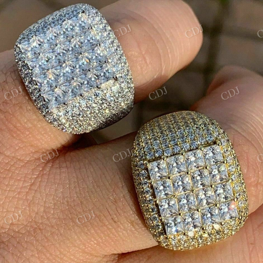 Iced Bust Down Diamond Hip Hop Ring  customdiamjewel   