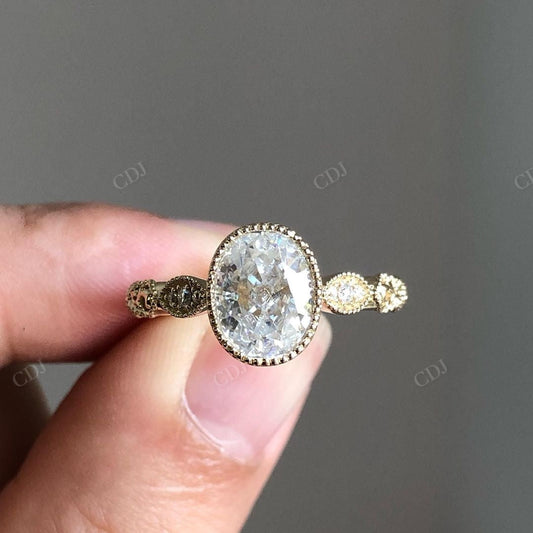 Vintage Oval Cut Lab Grown Diamond Bridal Ring