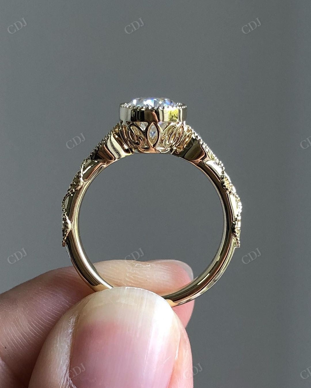 Vintage Oval Cut Lab Grown Diamond Bridal Ring