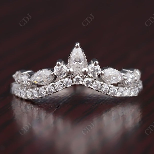 0.90CT Marquise, Pear And Round Natural Diamond Chevron Wedding Band  customdiamjewel 10 KT Solid Gold White Gold VVS-EF