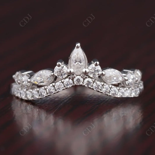 0.90CT Marquise, Pear And Round Natural Diamond Chevron Wedding Band  customdiamjewel 10 KT Solid Gold White Gold VVS-EF