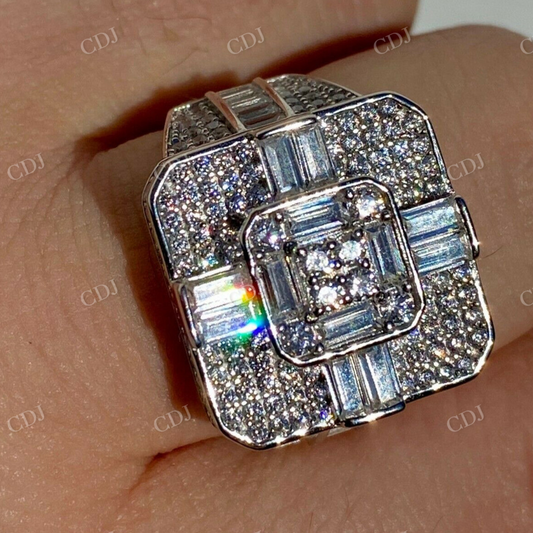 Hip Hop Men's Baguette Diamond Cross Ring  customdiamjewel   