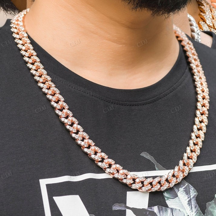 10mm Round Cut Diamond 10K Gold Cuban Chain hip hop jewelry CustomDiamJewel