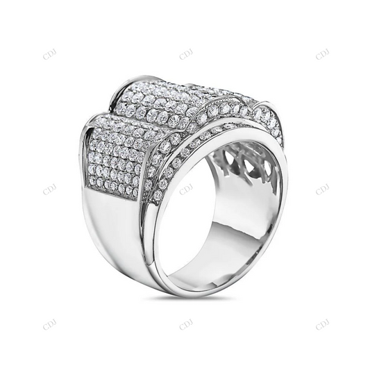 925 Silver Iced Out Rectangular Ring hip hop jewelry customdiamjewel