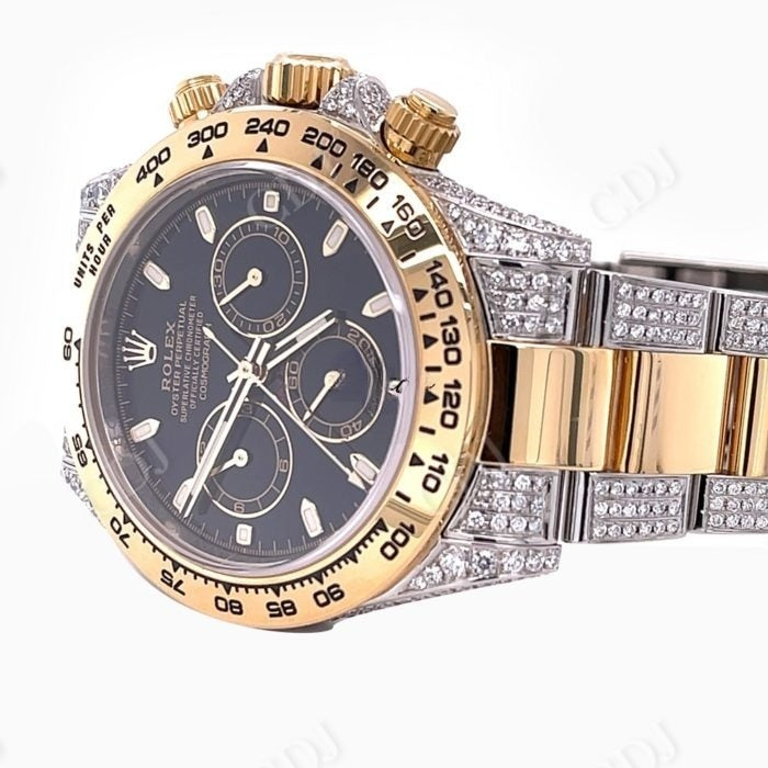 Oyster Yellow White Rolex Chrono Moissanite Watch customdiamjewel