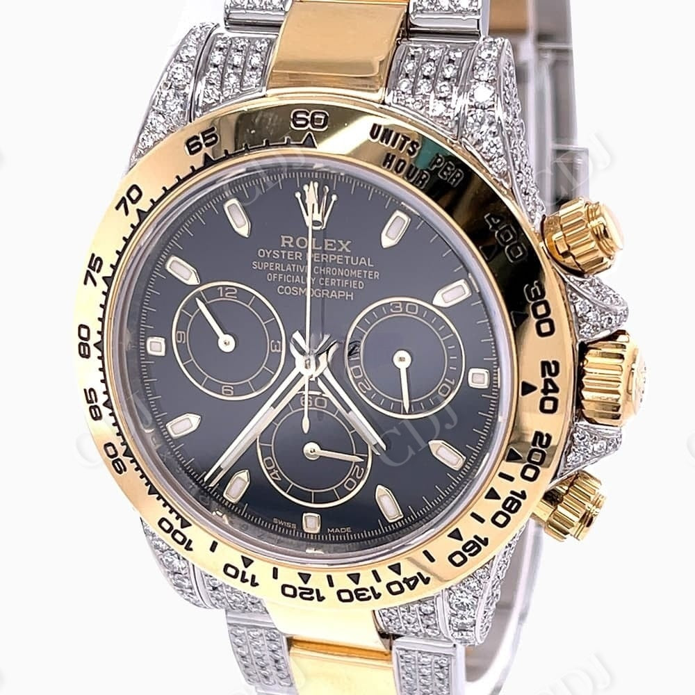 Oyster Yellow White Rolex Chrono Moissanite Watch customdiamjewel
