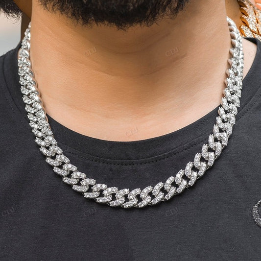 10mm Round Cut Diamond 10K Gold Cuban Chain hip hop jewelry CustomDiamJewel