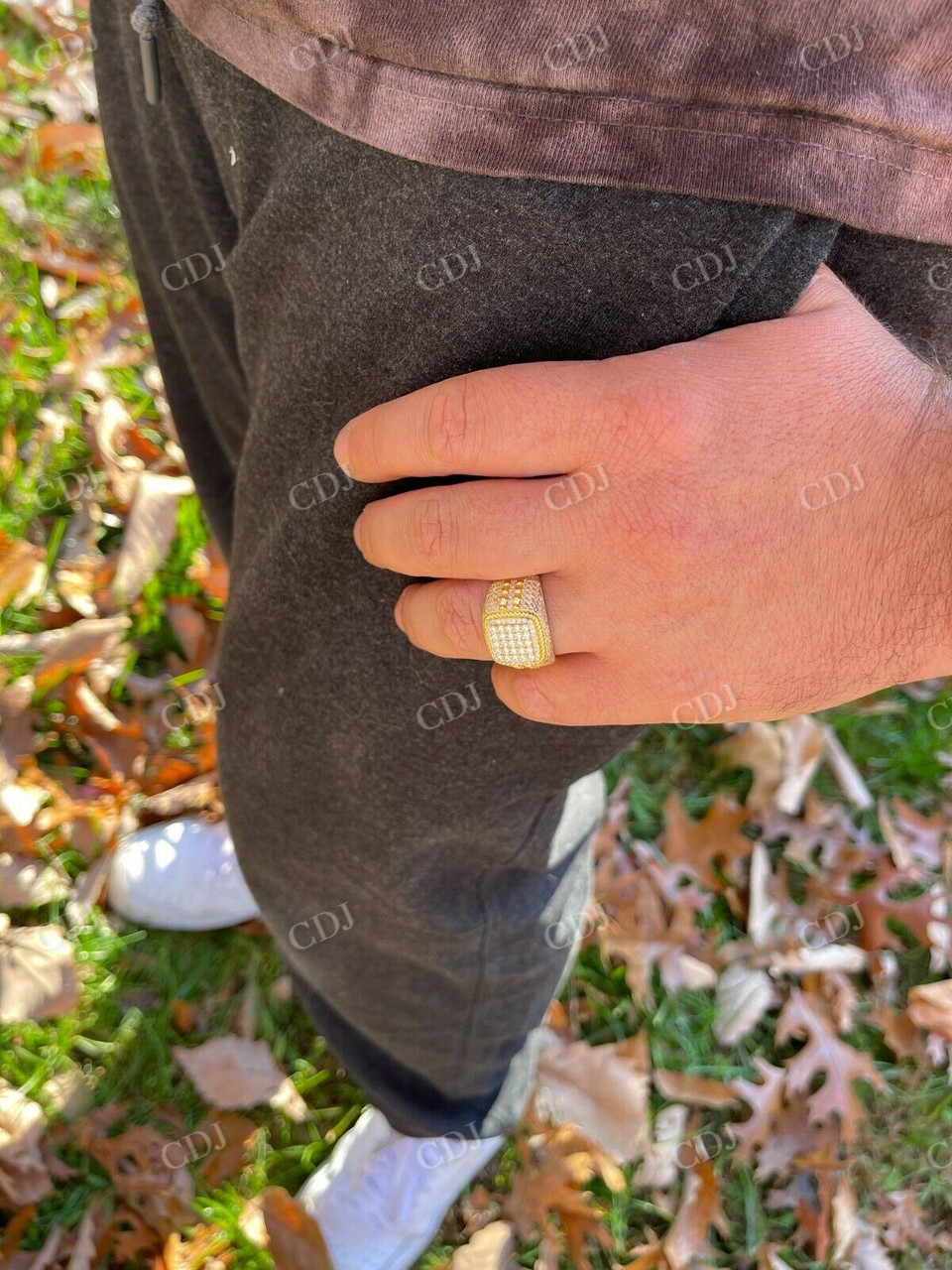 Mens Hip Hop Iced out Moissanite Ring  customdiamjewel   