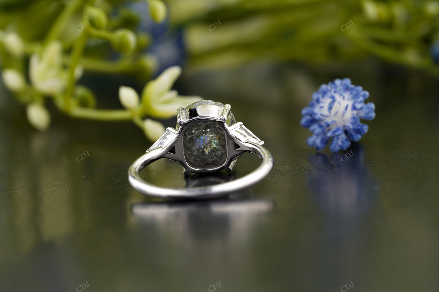 Round Salt and Pepper Moissanite Ring