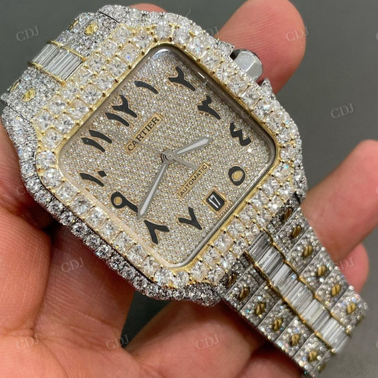 Hip Hop Two Tone Cartier Diamond Custom Moissanite Watch customdiamjewel