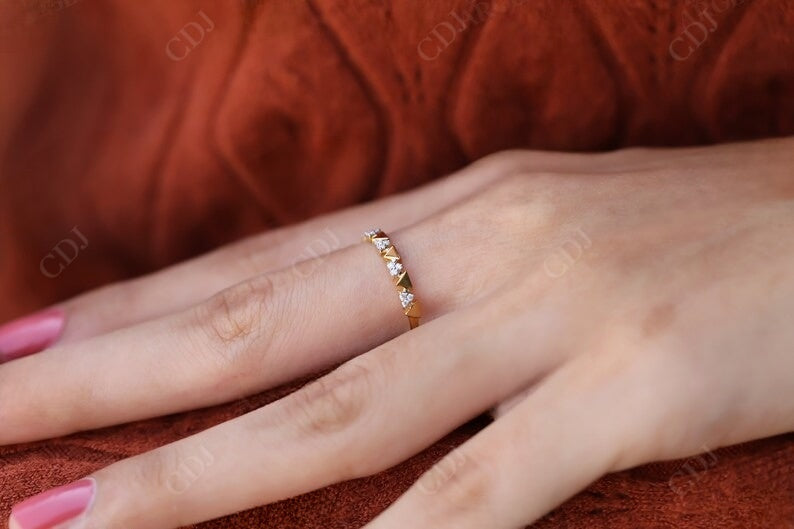0.075CT Round Cut Unique Triangle Shaped Wedding Band  customdiamjewel   