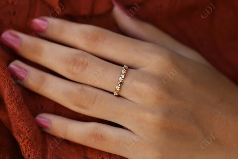 0.075CT Round Cut Unique Triangle Shaped Wedding Band  customdiamjewel   